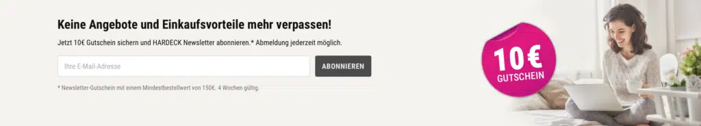 Hardeck Gutscheine für neue Newsletterabonennten