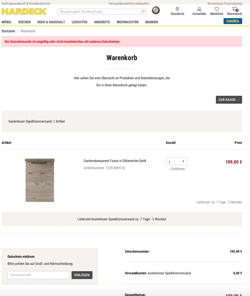 Hardeck Gutscheine einlösen Part3
