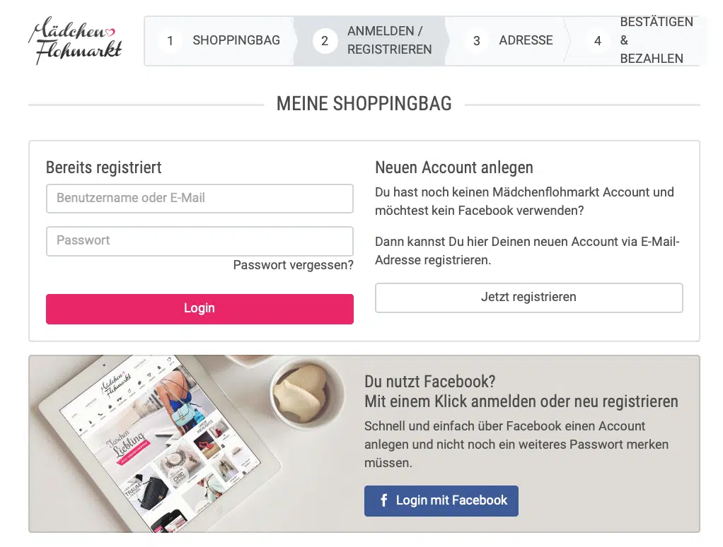 Mädchenflohmarkt.de Gutscheine verwenden Part 3 - Der Registrierungsprozess