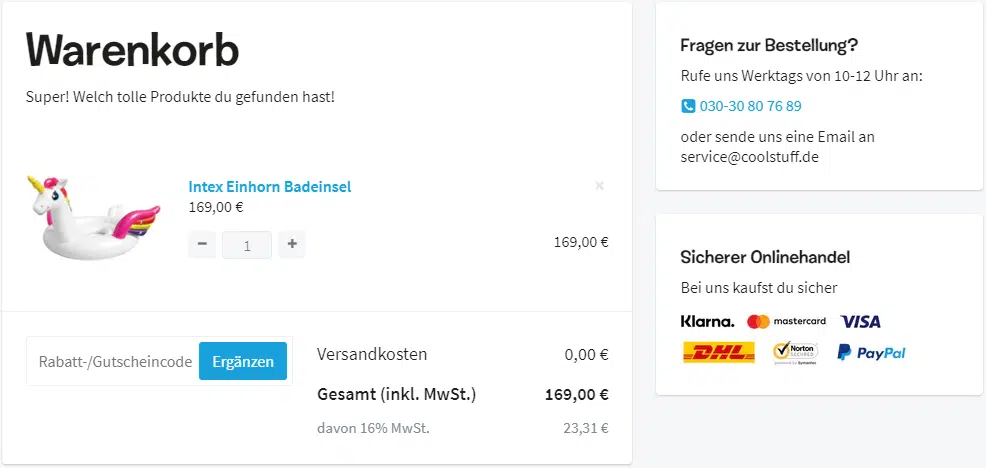 Coolstuff Gutscheine Warenkorb