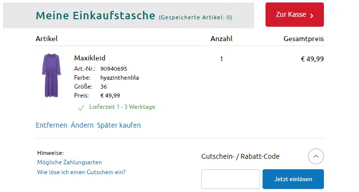 bonprix gutscheine warenkorb