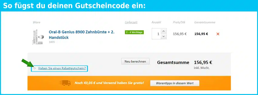 Dentmania Gutschein einfuegen und sparen