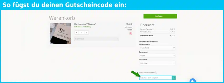 Marthiesens Gutschein einfuegen und sparen
