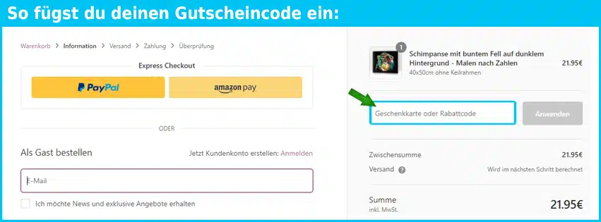 Picart Gutschein einfuegen und sparen
