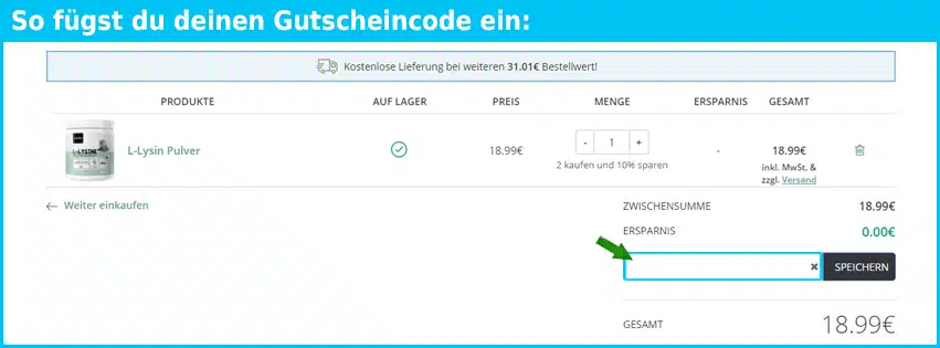 animigo Gutschein einfuegen und sparen
