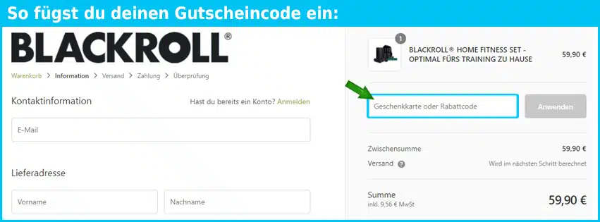 blackroll Gutschein einfuegen und sparen