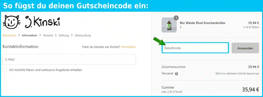 j-kinski Gutschein einfuegen und sparen
