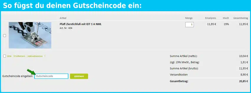 naehwelt24 Gutschein einfuegen und sparen