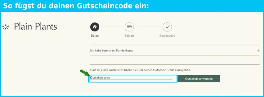 plain plants Gutschein einfuegen und sparen
