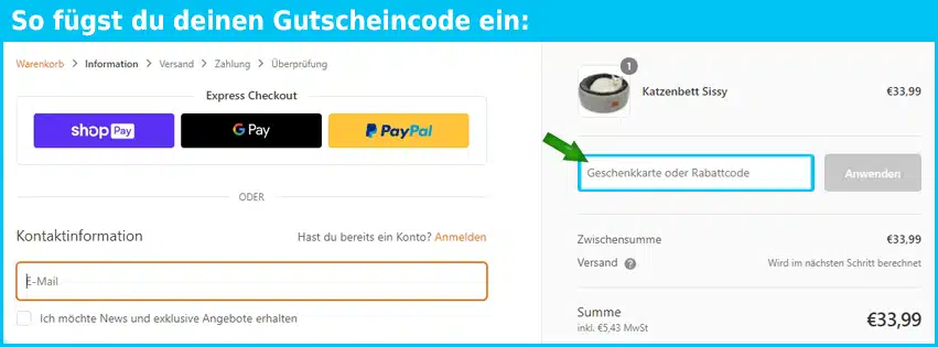 schlitzohr Gutschein einfuegen und sparen