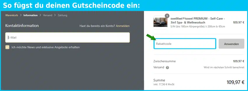 swellfeel Gutschein einfuegen und sparen