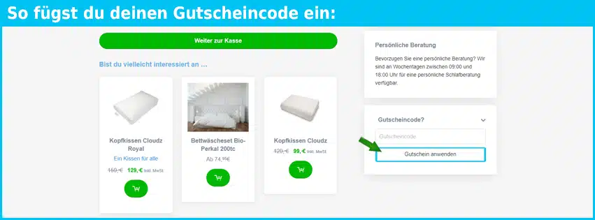 white cloudz Gutschein einfuegen und sparen