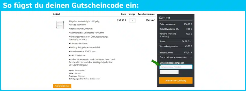 zaunkreisel-online Gutschein einfuegen und sparen