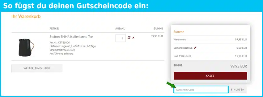 contor-design Gutschein einfuegen und sparen
