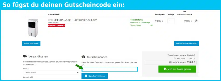 electronic4you Gutschein einfuegen und sparen