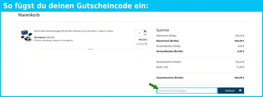 gotools Gutschein einfuegen und sparen