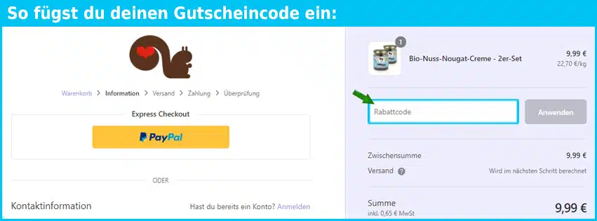 haselherz Gutschein einfuegen und sparen