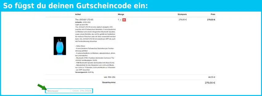 joouls Gutschein einfuegen und sparen