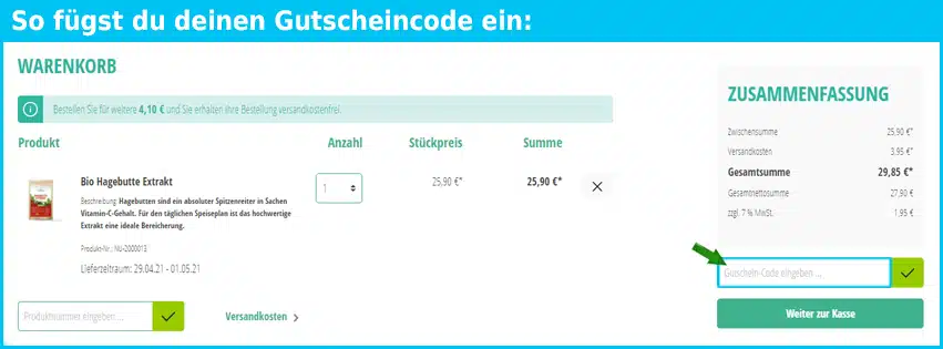 nutradoxa Gutschein einfuegen und sparen