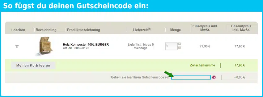 oogarden Gutschein einfuegen und sparen