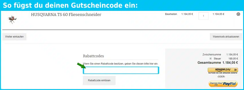 profiwerkzeug24 Gutschein einfuegen und sparen