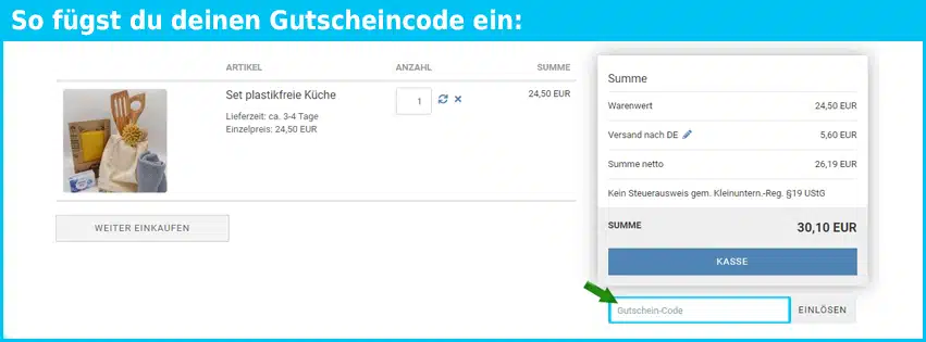 eichenoah Gutschein einfuegen und sparen