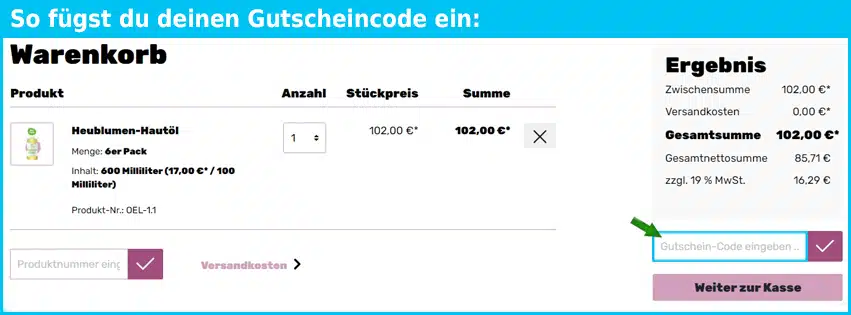 heu-naturkosmetik Gutschein einfuegen und sparen