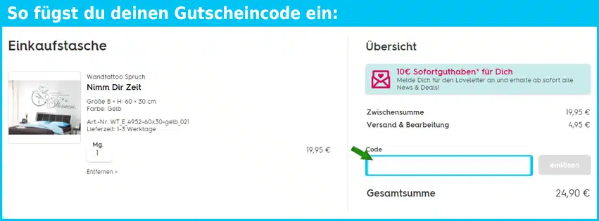 klebefieber Gutschein einfuegen und sparen