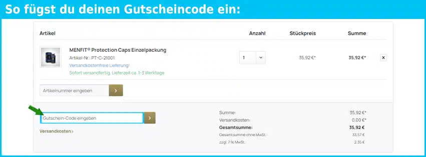 menfit Gutschein einfuegen und sparen