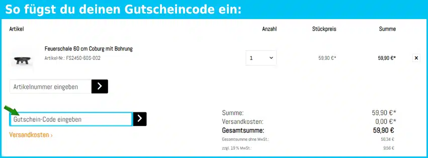 czaja-feuerschalen Gutschein einfuegen und sparen