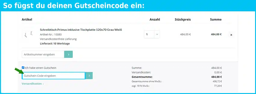 ergolutions Gutschein einfuegen und sparen