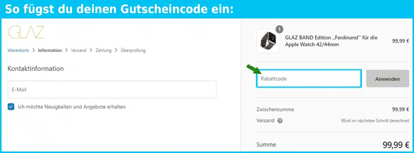 glaz-displayschutz Gutschein einfuegen und sparen