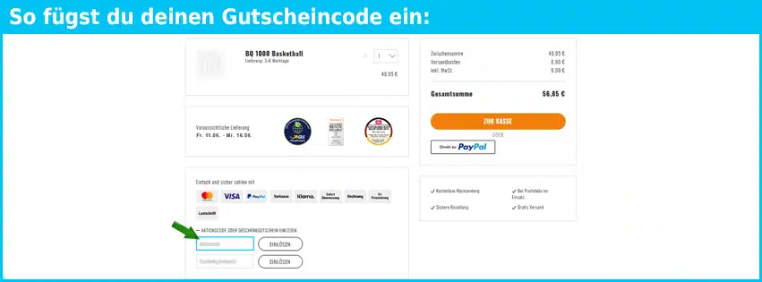 hammer-basketball Gutschein einfuegen und sparen