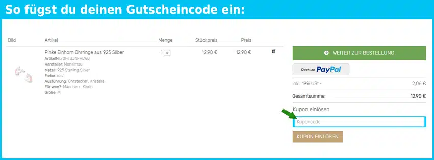 monkimau Gutschein einfuegen und sparen