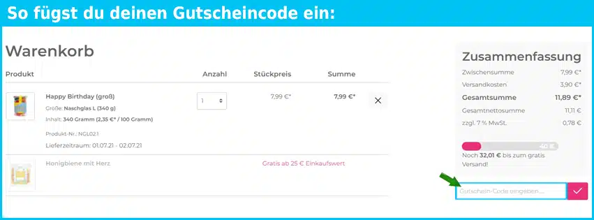 naschlabor Gutschein einfuegen und sparen