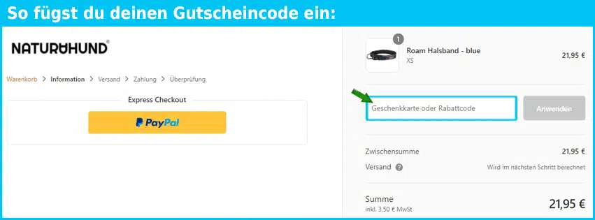 naturahund Gutschein einfuegen und sparen