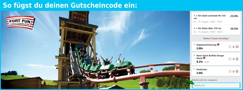 fortfun Gutschein einfuegen und sparen