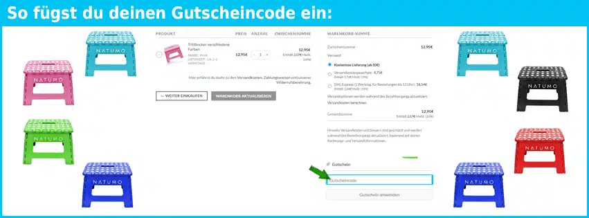 natumo Gutschein einfuegen und sparen