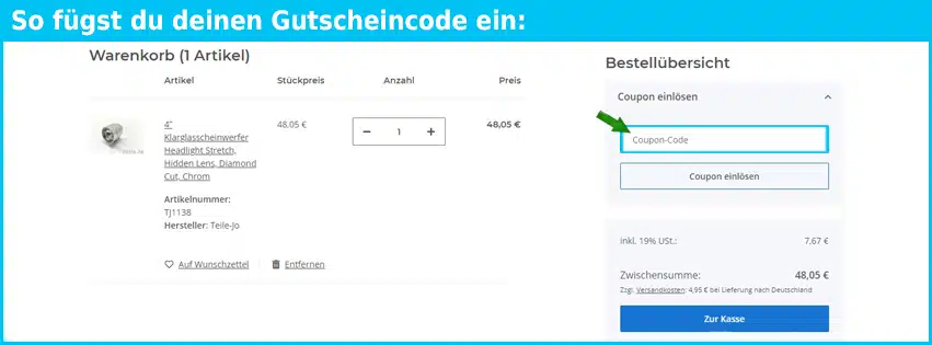 teile-jo Gutschein einfuegen und sparen