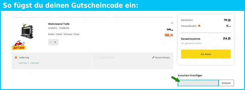 sconto Gutschein einfuegen und sparen