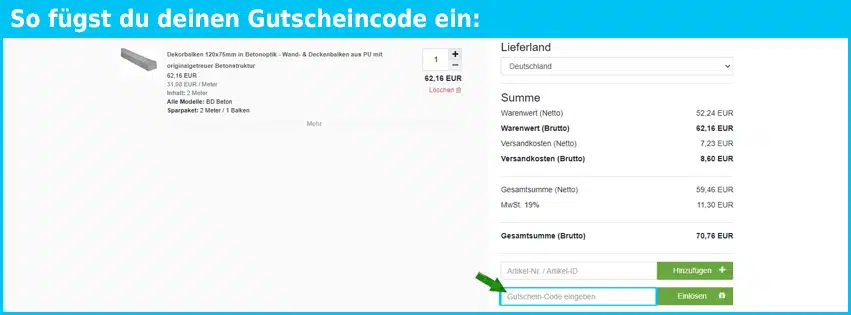 hexim Gutschein einfuegen und sparen