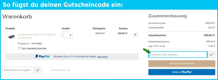 moebel-lux Gutschein einfuegen und sparen