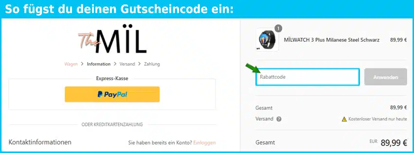 themilbrand Gutschein einfuegen und sparen