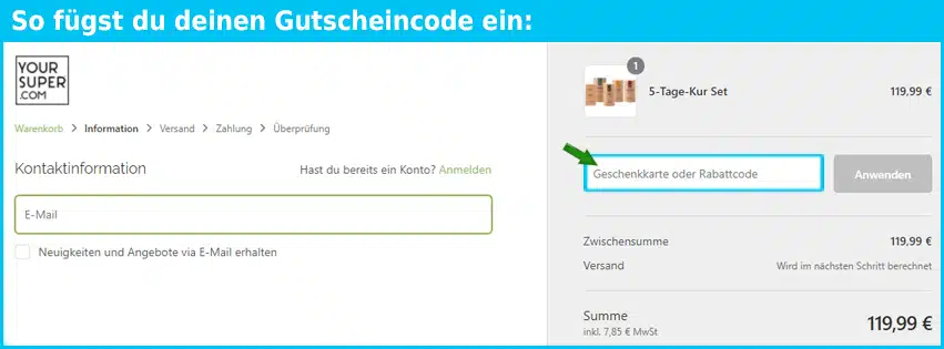 yoursuperfoods Gutscheine - gutscheincode eingeben und sparen