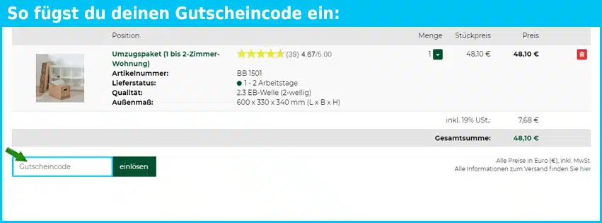 der-umzugsshop.de Gutscheine - gutscheincode eingeben und sparen