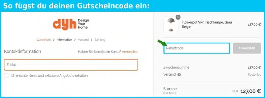 dyh Gutscheine - gutscheincode eingeben und sparen