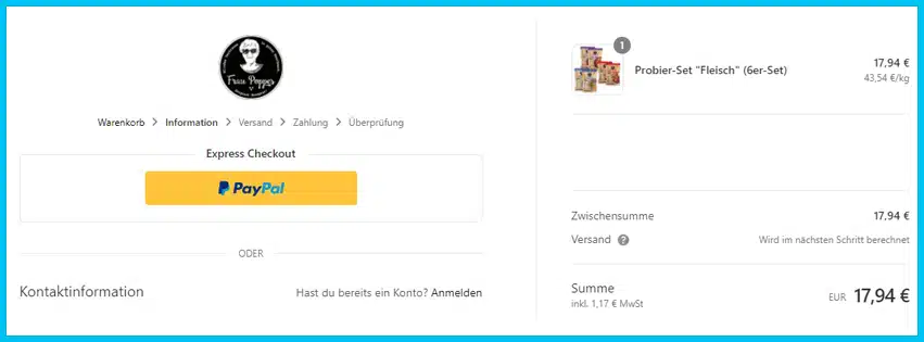 fraupoppes Gutscheine - Warenkorb