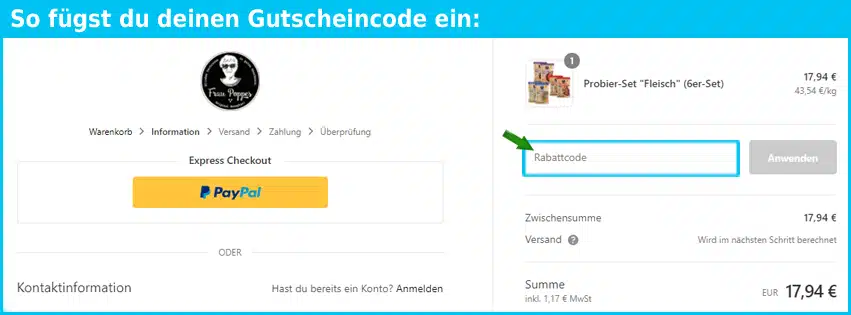 fraupoppes Gutscheine - gutscheincode eingeben und sparen