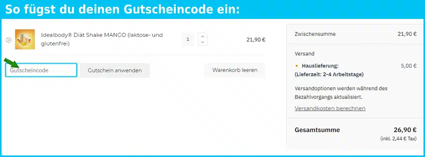 idealbody Gutscheine - gutscheincode eingeben und sparen