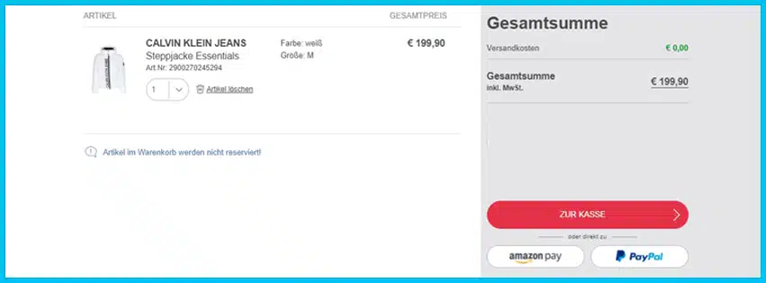 kastner-oehler Gutscheine - Warenkorb